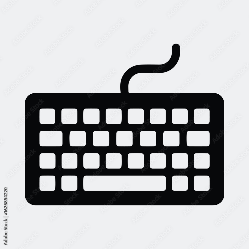Poster silhouette computer keyboard minimalist icon for typing device vector illustration