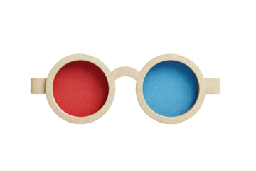 Simple 3D glasses, light beige frames, red and blue lenses