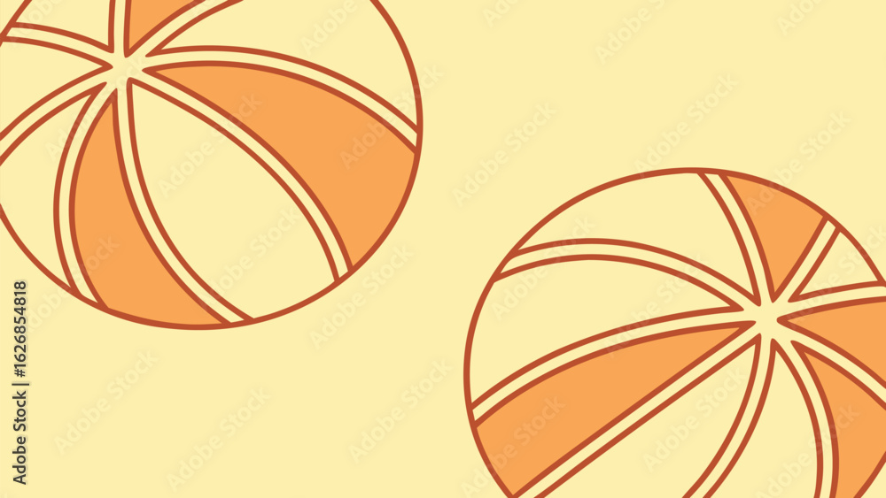 Poster abstract illustration of two stylized oranges with segmented design and warm color palette