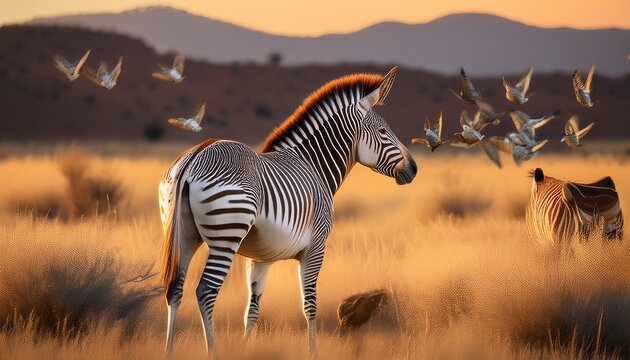 a zorse hears a chorus of birds chirping nearby