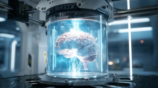Futuristic Artificial Brain in High-Tech Laboratory Environment

