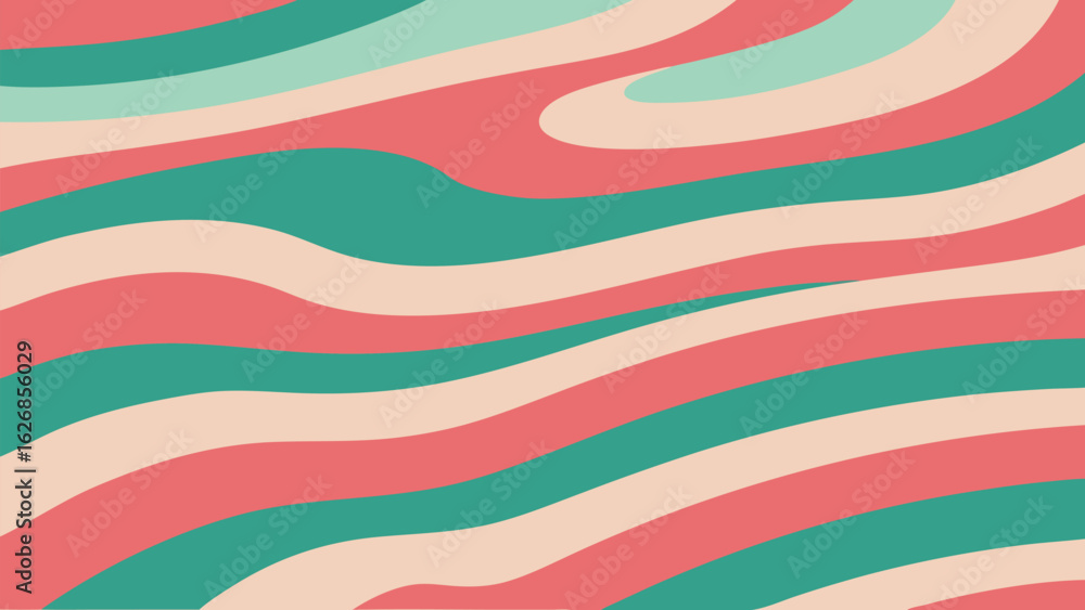 Poster abstract retro wavy pattern with various pastel colored curves for background design