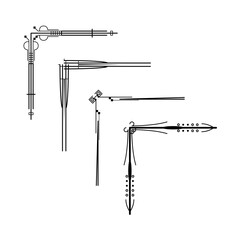 Set Hand Draw Of Corners Different Shapes Flower Decoration Vector Design Doodle Sketch Style For Wedding And Banner