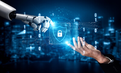 AI artificial intelligence strengthens cybersecurity with intelligent threat detection, virtual...