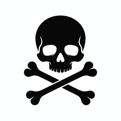 Black Skull and Crossbones Icon pirate danger