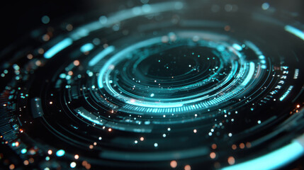 Futuristic technology interface glowing circular design abstract background