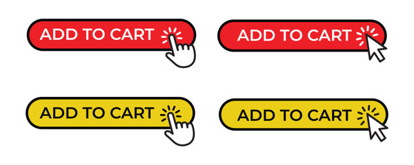 Add to Cart Button with Cursor Click Icon Vector Isolated on White Background

