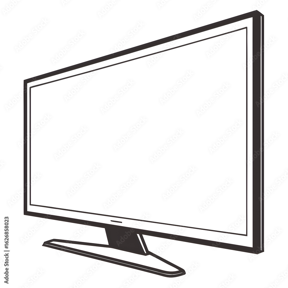 Poster modern thin frame monitor display isolated on a transparent background
