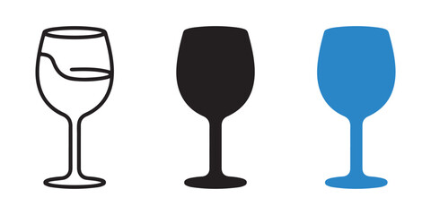 Empty Wine Glass Icon Vector Isolated on White