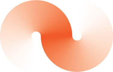Orange abstract swirl shape resembling a modern yin-yang symbol with smooth gradient transition. Minimalist and futuristic design concept ideal for logos, branding, or digital art backgrounds.