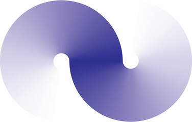 Purple abstract swirl shape resembling a modern yin-yang symbol with smooth gradient transition. Minimalist and futuristic design concept ideal for logos, branding, or digital art backgrounds.