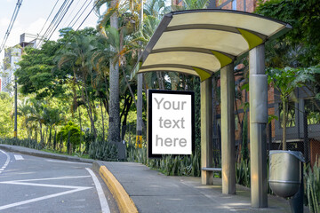 Fototapeta premium Billboard in a city setting, space for text