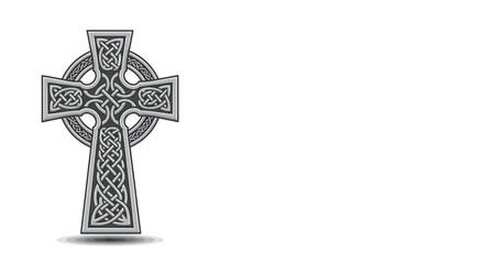 Intricate Celtic Cross with Knotwork Design and Shadow.