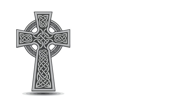 Intricate Celtic Cross with Knotwork Design and Shadow.