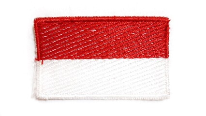 Close up of Indonesian Flag Patch. Isolated on White Background