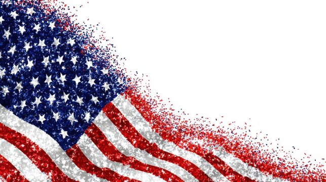 Glittery American flag representation creates a festive atmosphere, perfect for national holidays, parades, or celebratory gatherings at various locations.