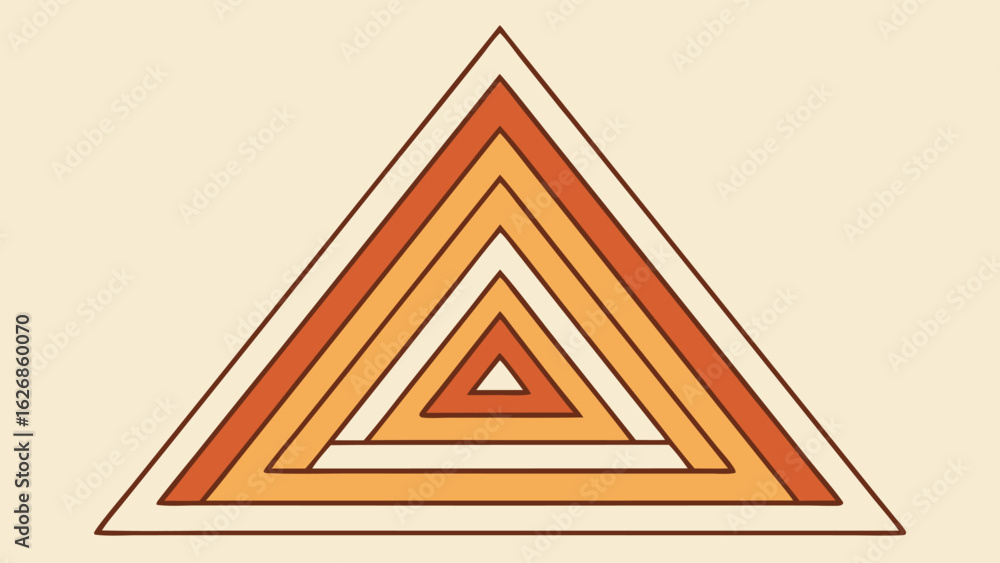 Poster geometric layered triangle illustration with retro color scheme on a warm beige background