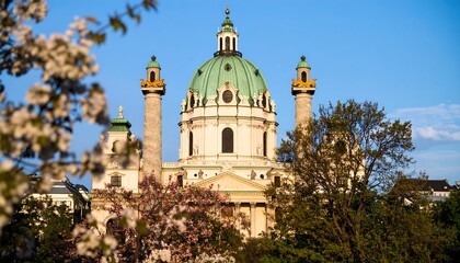 A springtime view of a grand church