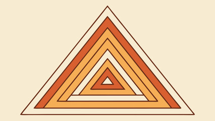 Geometric layered triangle illustration with retro color scheme on a warm beige background