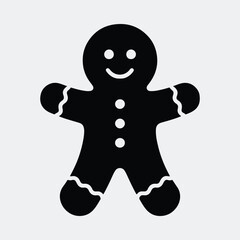 Silhouette gingerbread man simple holiday cookie isolated vector illustration