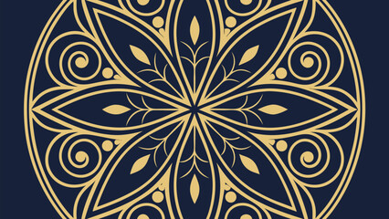 Obraz premium Luxurious ornamental decorative mandala in gold and navy blue perfect for elegant designs
