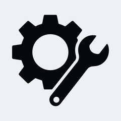Silhouette gear wrench icon symbol industrial tool vector illustration