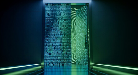 Enter the digital realm with this futuristic data portal offering cutting edge technology and abstract data solutions