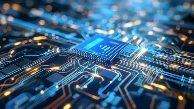 Computer chip on circuit board