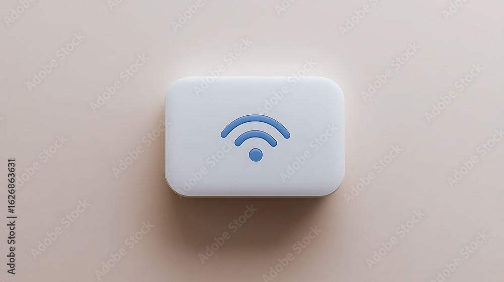 Poster wireless connectivity: a modern device emitting a symbol of internet access, connecting devices to t