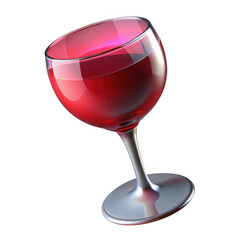 3d red wine glass with liquid isolated on transparent background