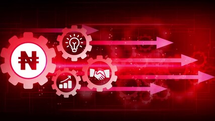 Nair-sign stable coin currency business and digital money hologram symbol appears on a digital background. digital money logo with rotation HUD UI circle technology interface. - Powered by Adobe