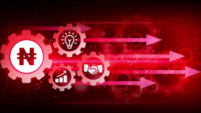 Nair-sign stable coin currency business and digital money hologram symbol appears on a digital background. digital money logo with rotation HUD UI circle technology interface.