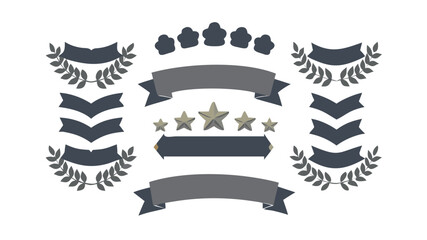 Vector elements banners laurel wreaths stars crowns design graphic decoration