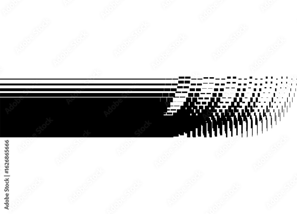 Poster vector halftone stripe from abstract lines and pixels. rounded design element for tech, sportswear, 