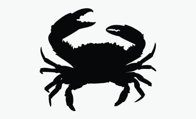 Crab silhouette, marine animal, ocean clipart, vector illustration of a crab silhouette 