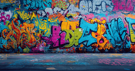 Graffiti wall backdrop, vibrant and colorful graffiti art on the walls, street-style photography backdrop for adults