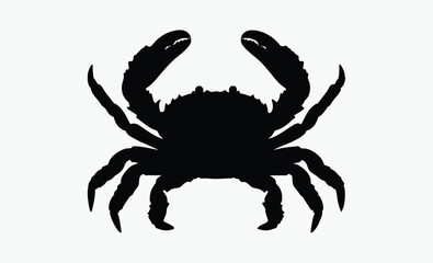 Crab silhouette, marine animal, ocean clipart, vector illustration of a crab silhouette 