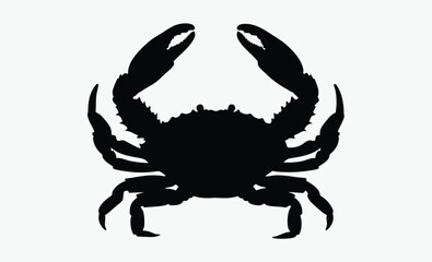 Crab silhouette, marine animal, ocean clipart, vector illustration of a crab silhouette 