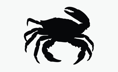Crab silhouette, marine animal, ocean clipart, vector illustration of a crab silhouette 