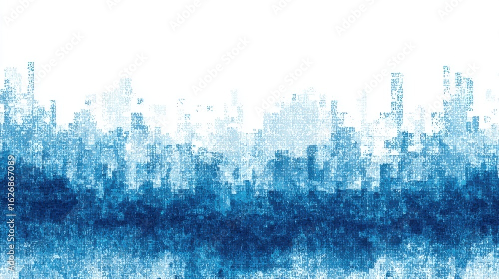 Poster a vibrant display of blue abstract shapes and textures creates a calming visual effect, with smooth 