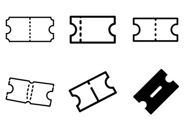 Blank ticket with torn edges icon set for customizable events, vouchers, and rustic designs

