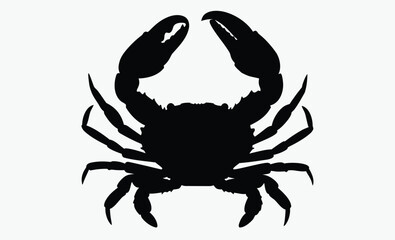 Crab silhouette, marine animal, ocean clipart, vector illustration of a crab silhouette 