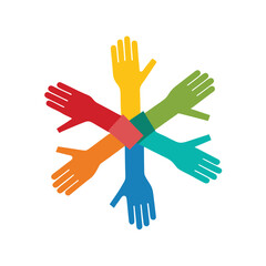 Fototapeta premium Hands together unity and solidarity icons vector