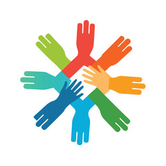Obraz premium Hands together unity and solidarity icons vector