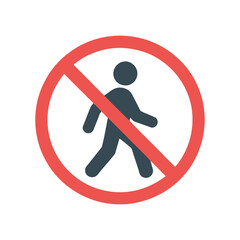 No Pedestrian Crossing Sign Icon Vector Illustration Symbol for Restricted Walkway and Traffic Safety