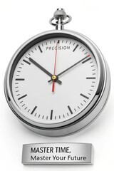 Elegant Silver Pocket Watch with Red Second Hand and Inspirational Quote