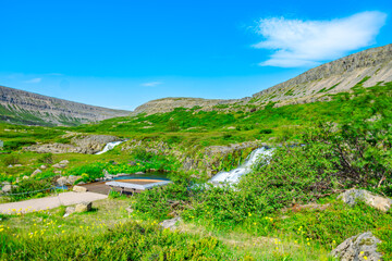 Dynjandi Wasserfall Naturlandschaft in  Island