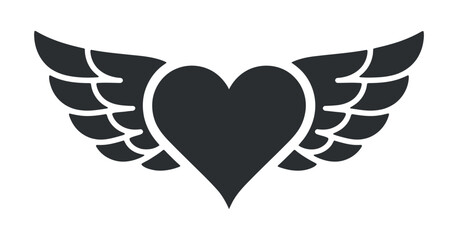 Obraz premium Heart with Wings Vector Illustration Symbolizing Freedom and Affection on a White Background Design Element
