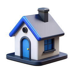 Cartoon house 3d model isolated on transparent background