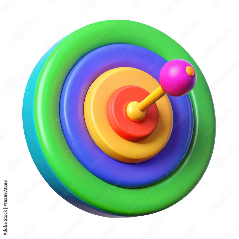 Poster 3d target with arrow isolated on transparent background